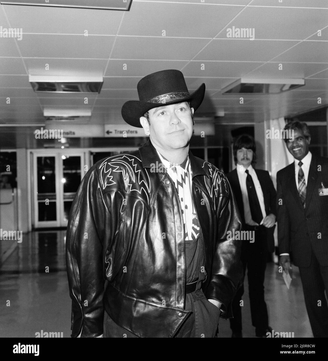 Elton John leaving Heathrow Airport for New York on Concorde. 13th
