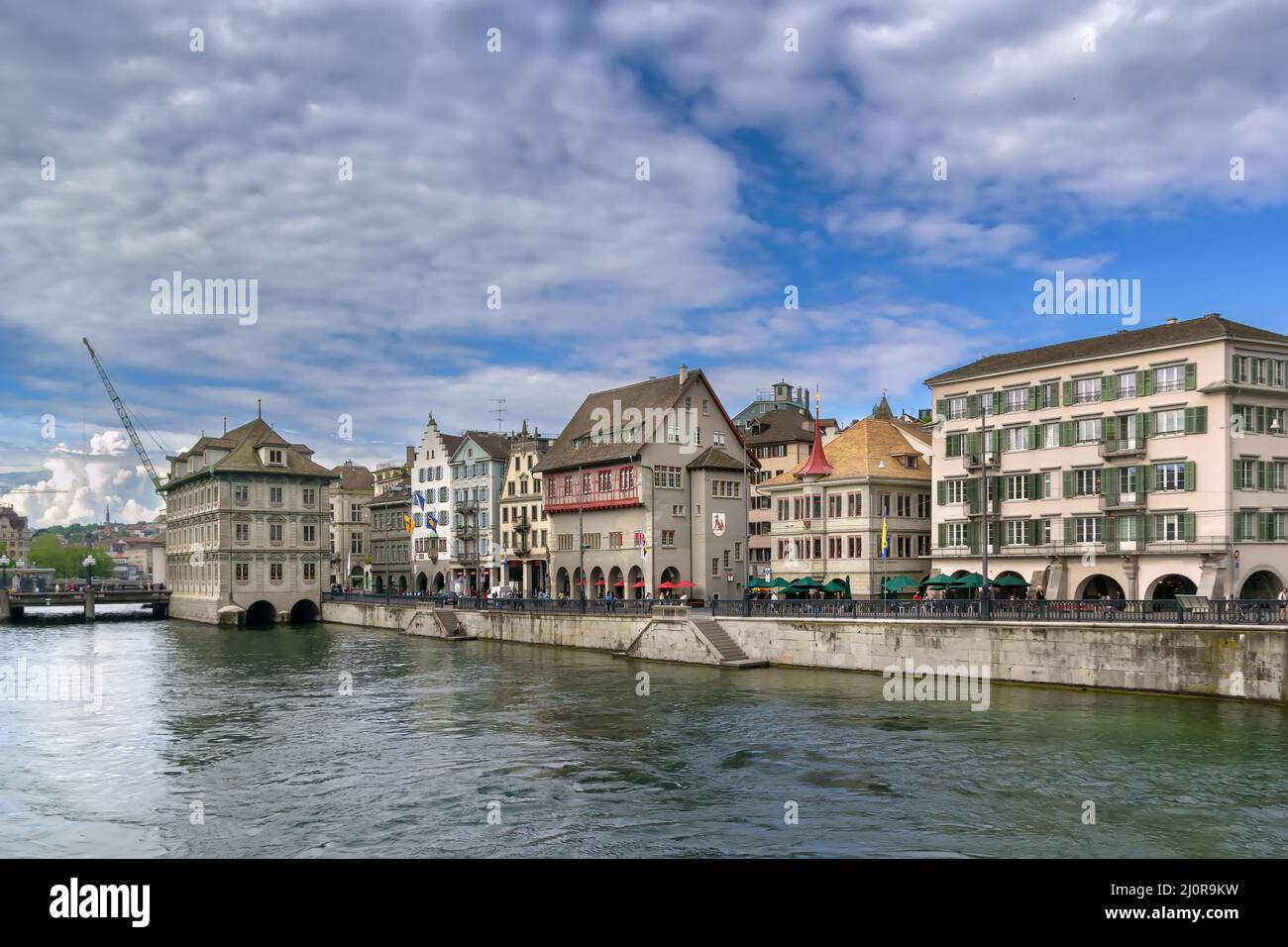 Embankment of Limmat river, Zurich, Switzerland Stock Photo