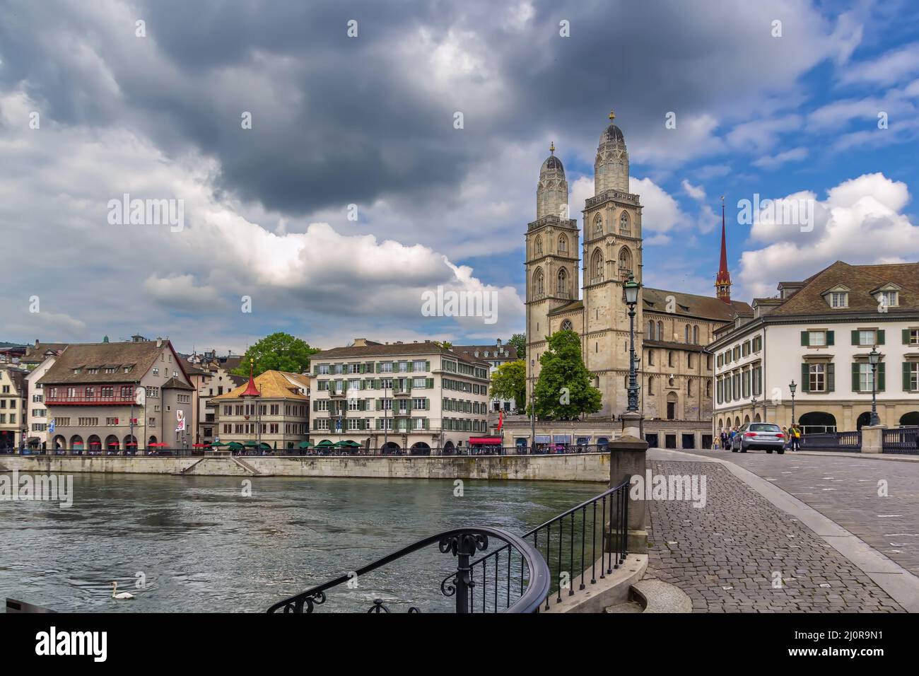 Grossmunster church, Zurich, Switzerland Stock Photo