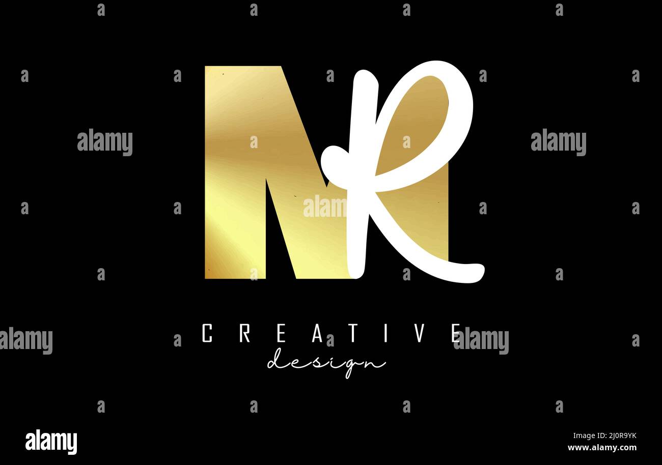 Golden Letters MR logo with a minimalist design. Letters M and R with ...