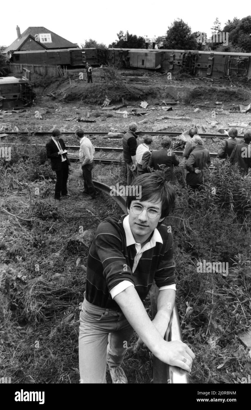 The crash of the Aberdeen to London sleeper train which careered off the track on the notorius Morpeth curve, just half a mile from the station. The crash happened at 10 minutes past midnight on 24th June, 1984   Jonathan Sully, a helper during the accident. Stock Photo