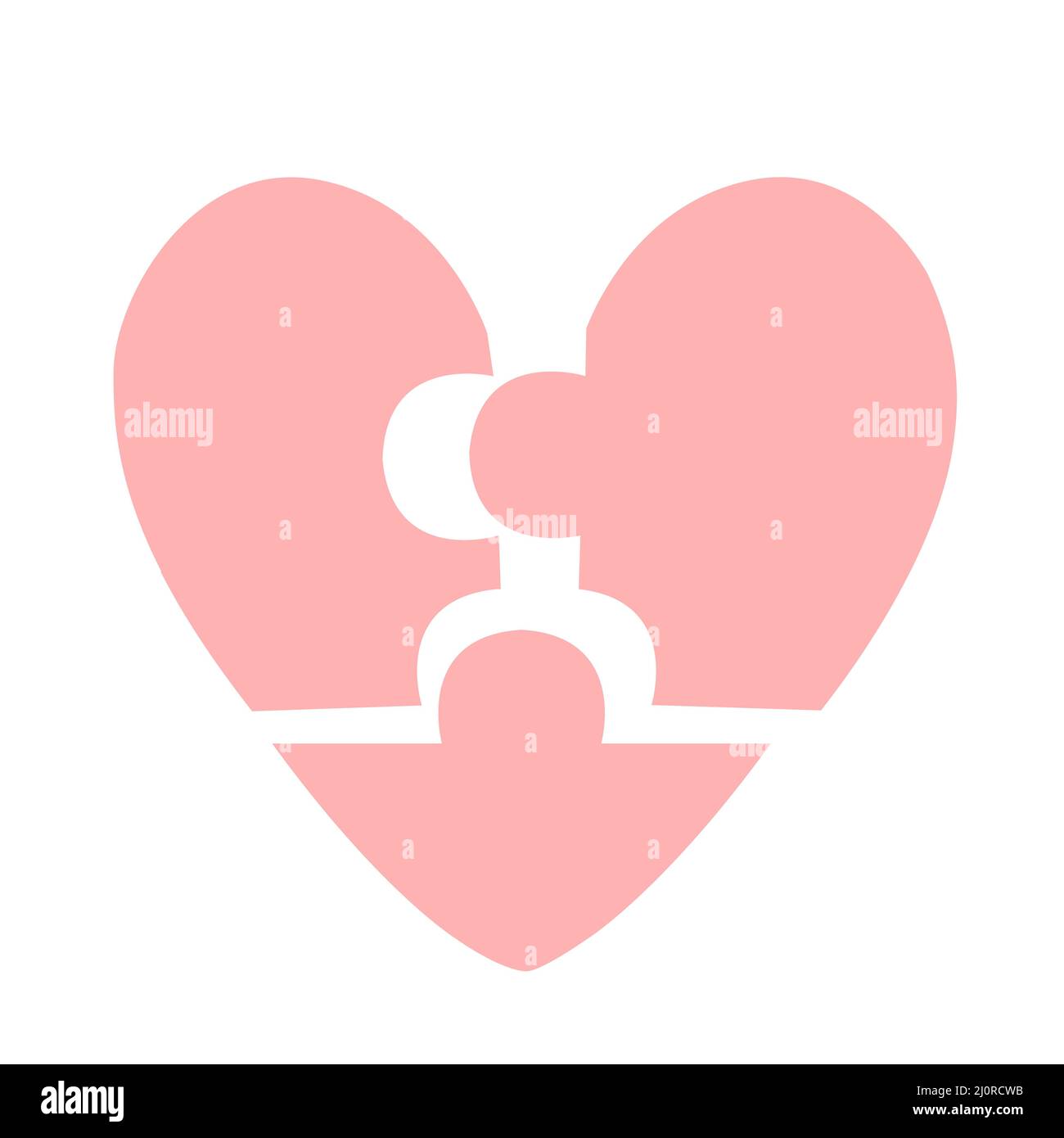 Vector heart icon made of three puzzle pieces. Isolated on white
