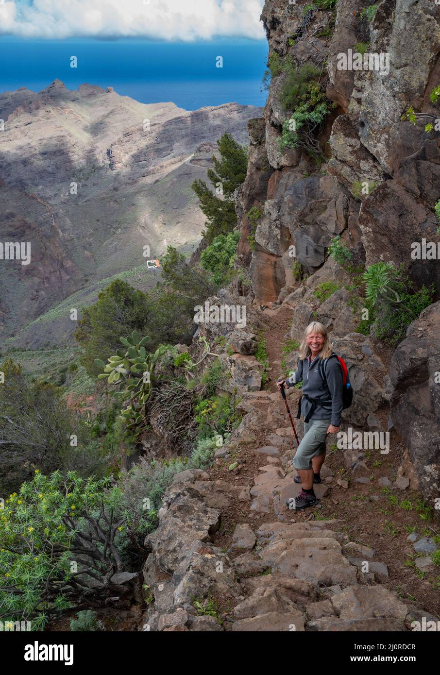 Landscape view on La Gomera from the Arure to Taguluche hiking trail (very steep and challenging) Stock Photo