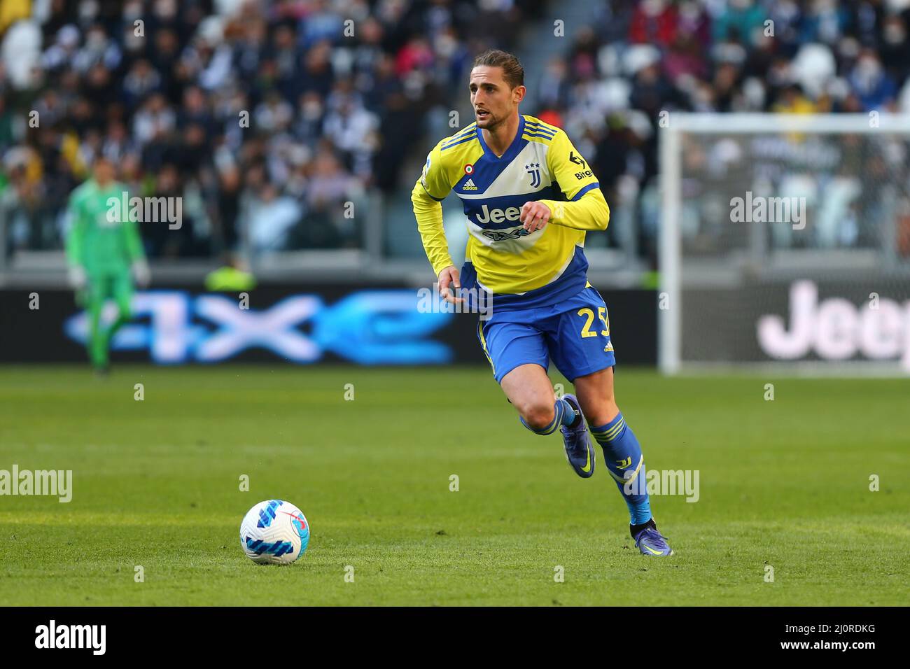 TURIN, ITALY. 20 MARCH 2022. Adrien Rabiot of Juventus FC during the match between Juventus FC and US Salernitana 1919 on March 20, 2022 at Allianz Stadium in Turin, Italy. Credit: Massimiliano Ferraro/Medialys Images/Alamy Live News Stock Photo
