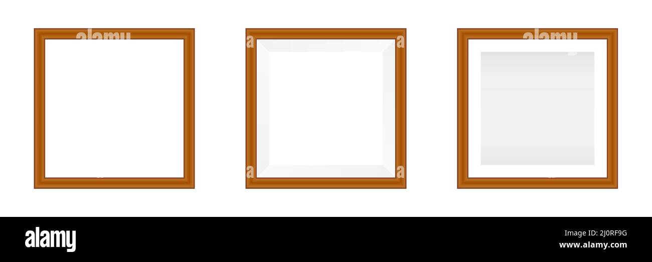 Photo frame square mockup collection. Realistic empty frames set. Stock Vector