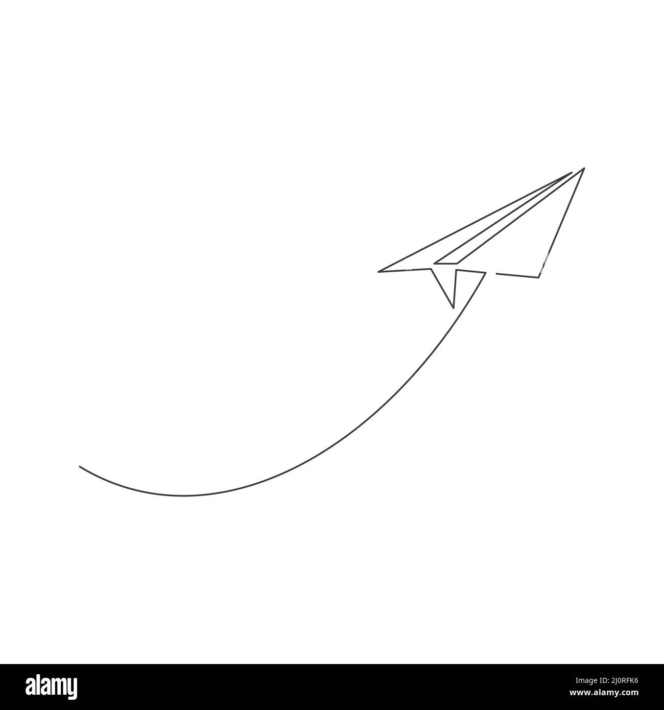 Paper airplane continuous one line drawing. Sending message linear fold plane. Stock Vector