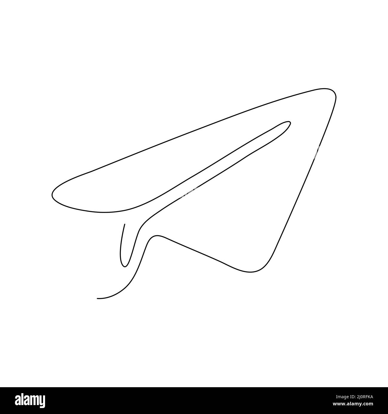 Paper airplane continuous one line drawing. Sending message linear fold
