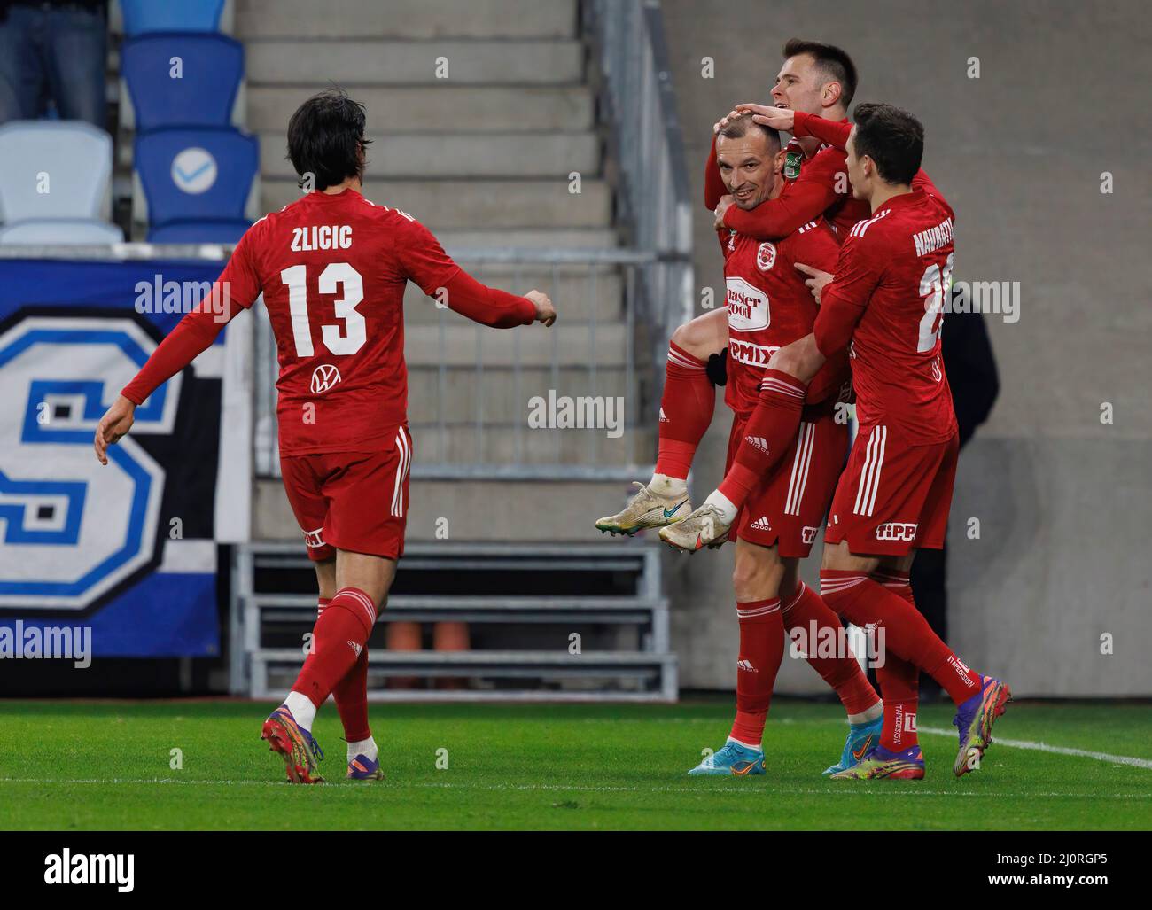 Claudiu Bumba of Kisvarda Master Good controls the ball during the