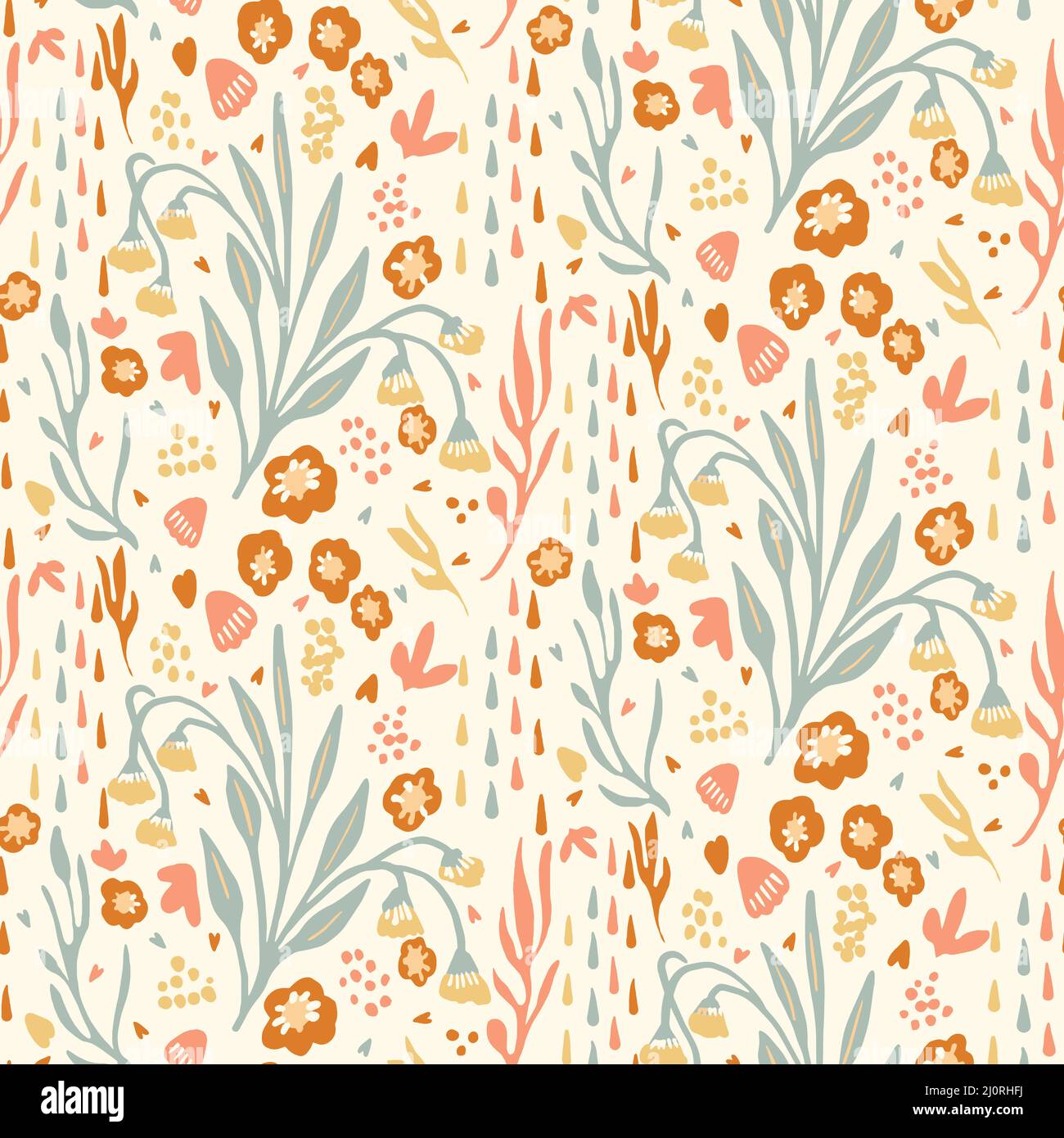 Natural chic boho flower seamless pattern in ditzy wildflower style. Hand  drawn organic botanics fashion print. Modern summer nature garden bloom in  Stock Vector Image & Art - Alamy