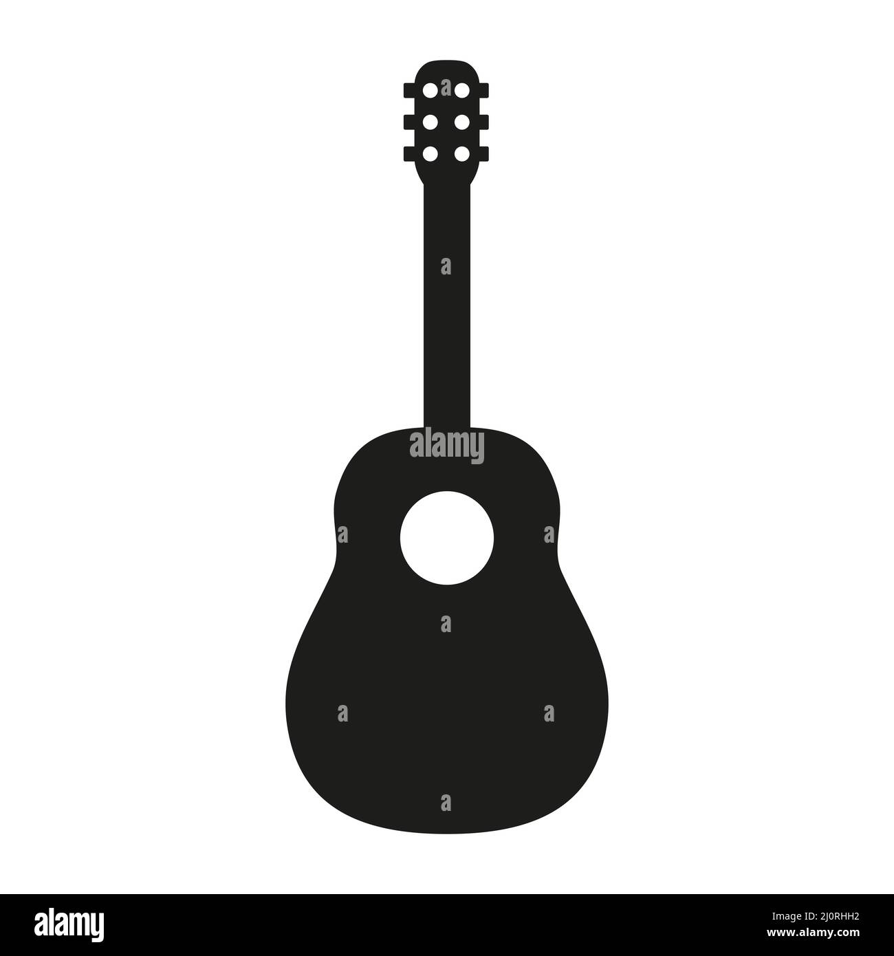 Guitar icon. Black silhouette. Musical instrument. Stock Vector