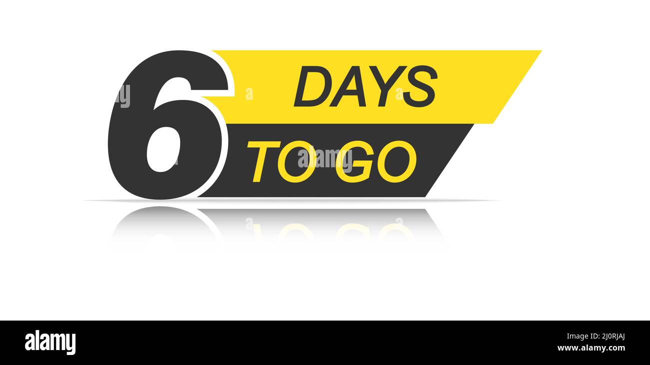6 days to go. banner for websites and applications about the start of