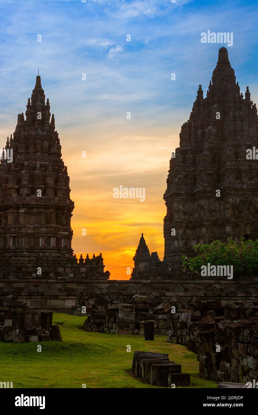 Prambanan temple near Yogyakarta on Java island - Indonesia Stock Photo