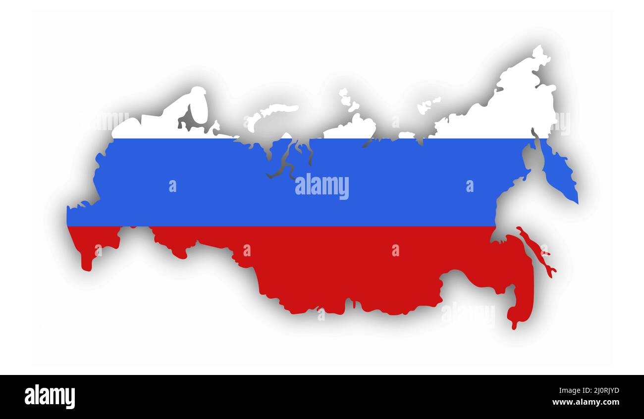 Contour conditional map of Russia in the colors of the Russian flag. Flat  map of the borders of the Russian Federation. Scalable design Stock Vector  Image & Art - Alamy