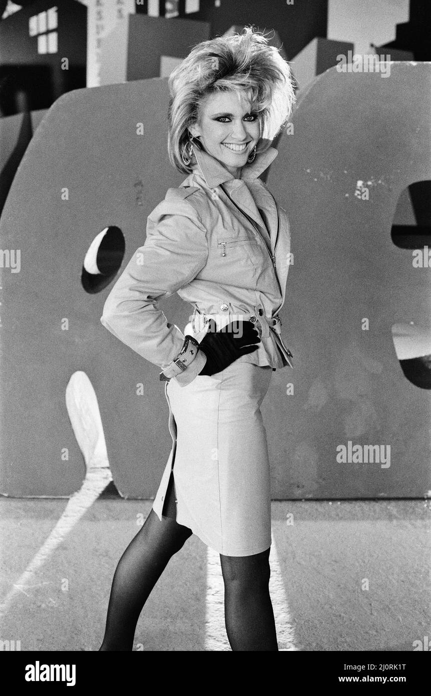 Olivia Newton John, singer and actor, pictured during a video shoot at Pinewood Studios in Buckinghamshire, England. Picture taken 28th October 1983 Stock Photo