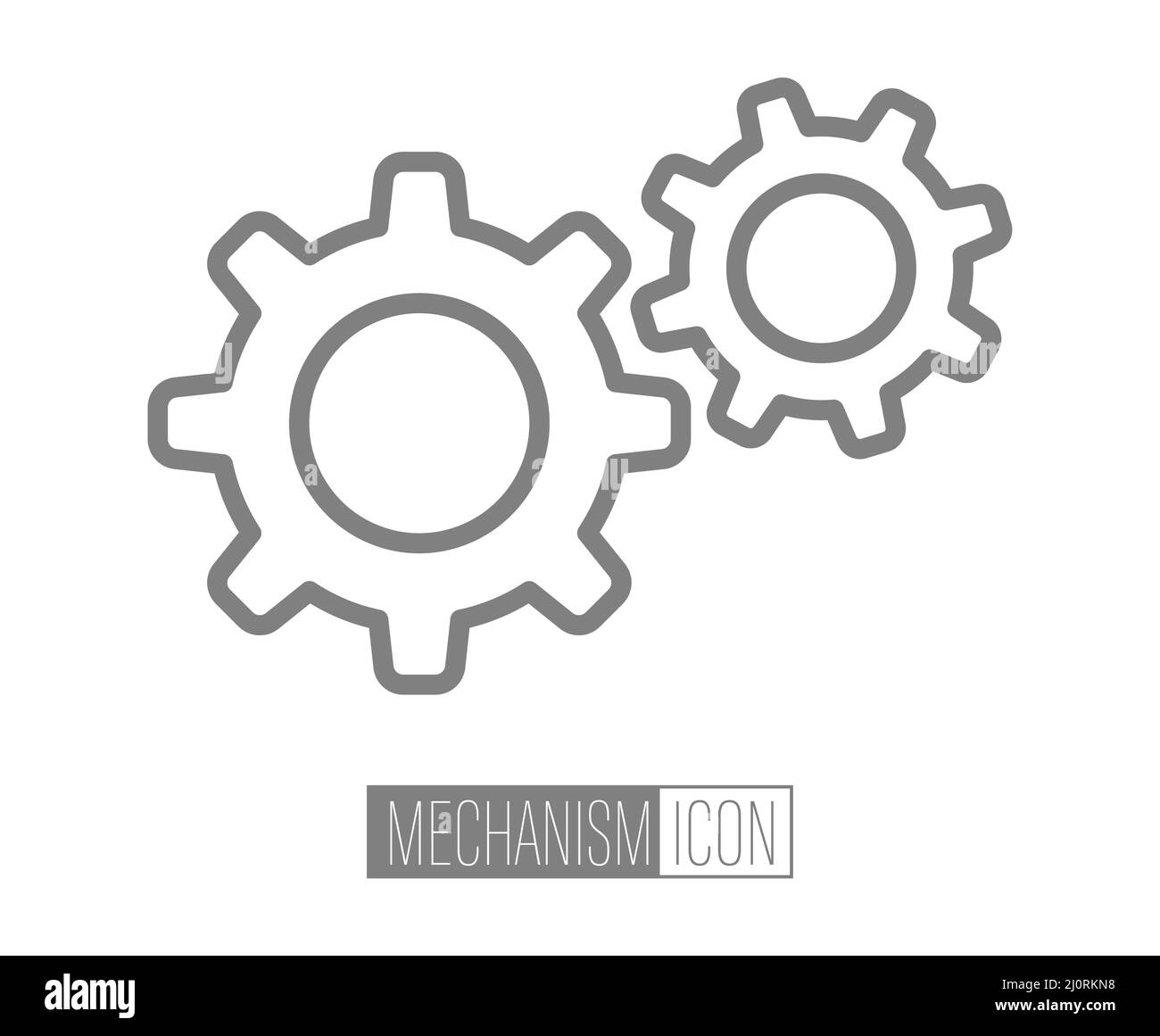icon of the mechanism. Two gears. Vector illustration for logo, sticker, brand and creative design. Stock Vector