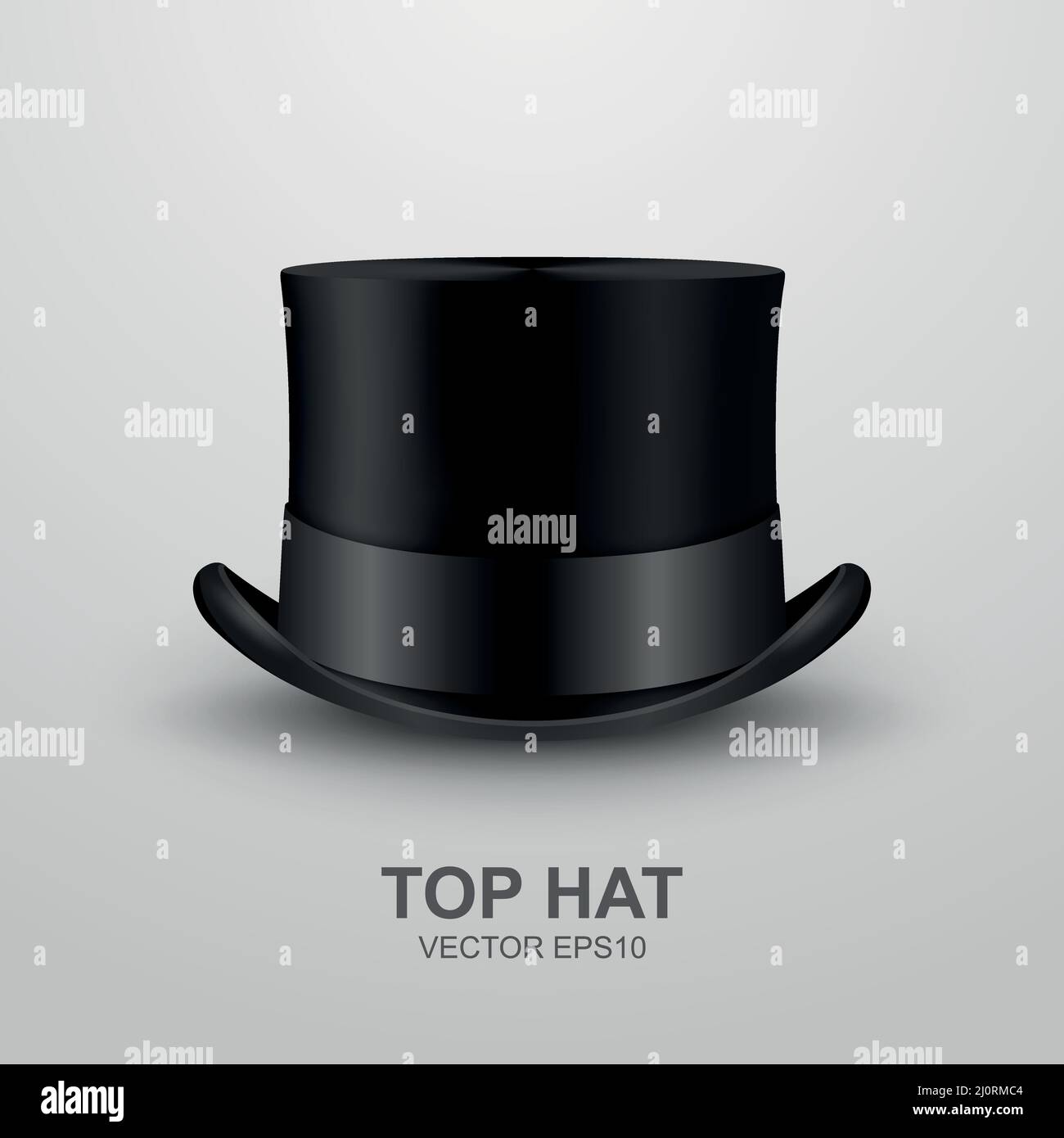 Vector 3d Realistic Retro, Vintage Black Top Hat Icon Closeup Isolated on White Background. Design Template of Top Hat, Mockup. Gentlemans Hat Icon Stock Vector