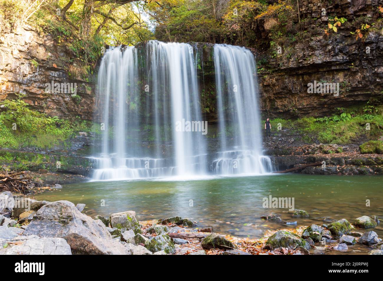 Sgwd-yr-Eira Waterfall in South Wales, UK Stock Photo