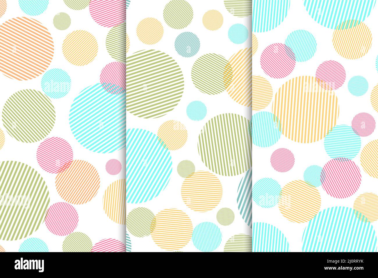 Set of Abstract seamless pattern with colorful circles shapes Stock ...