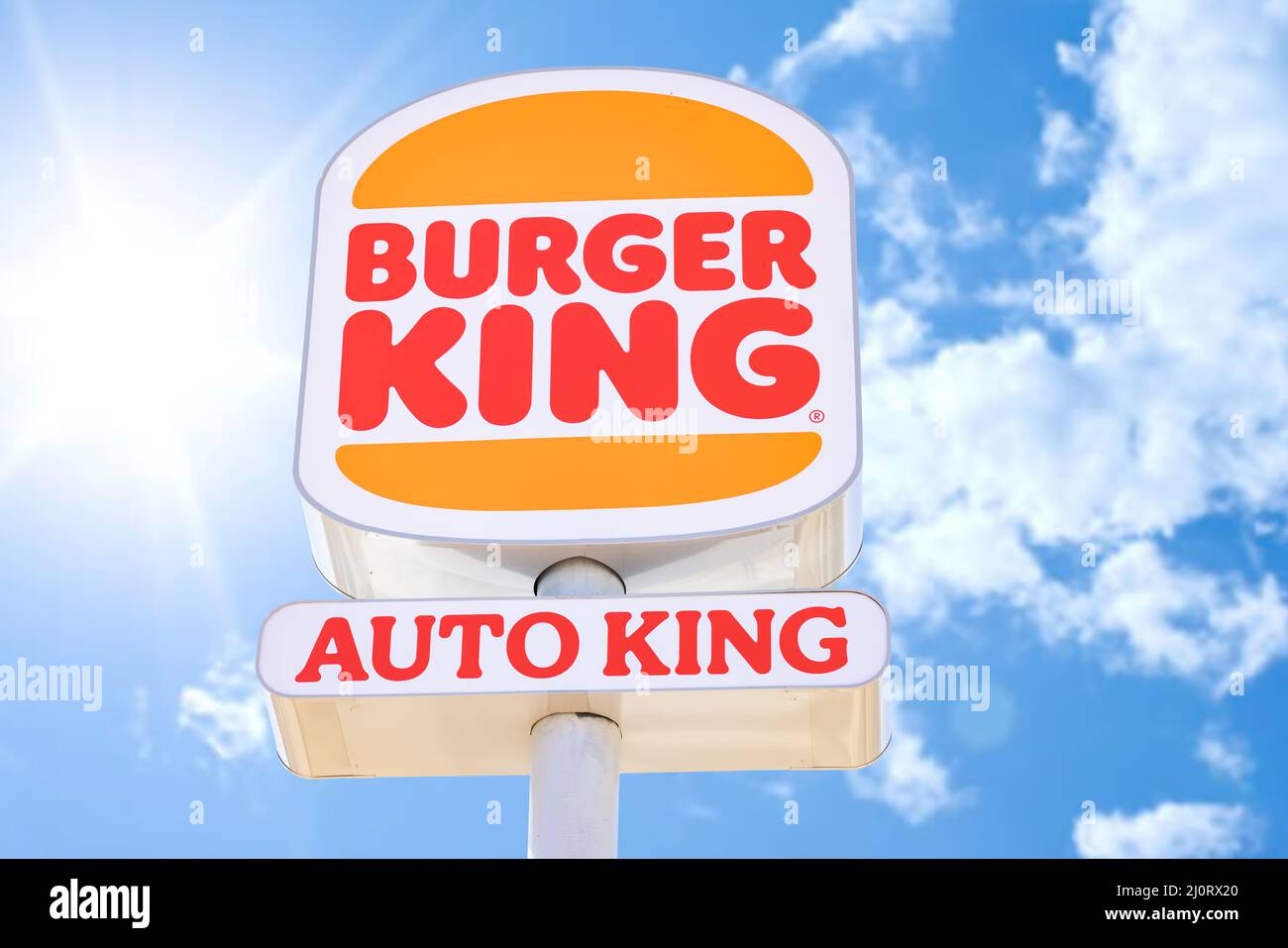 Huelva, Spain - March 6, 2022: Burguer King Auto King Entrance. Burger King (BK) is an American multinational chain of hamburger fast food restaurants Stock Photo