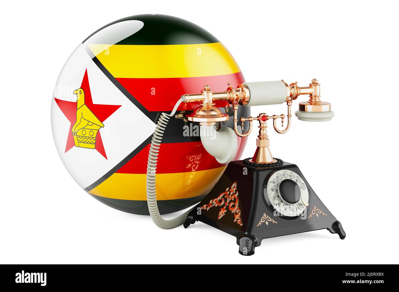 Phone with Zimbabwean flag. Communication services in Zimbabwe, concept