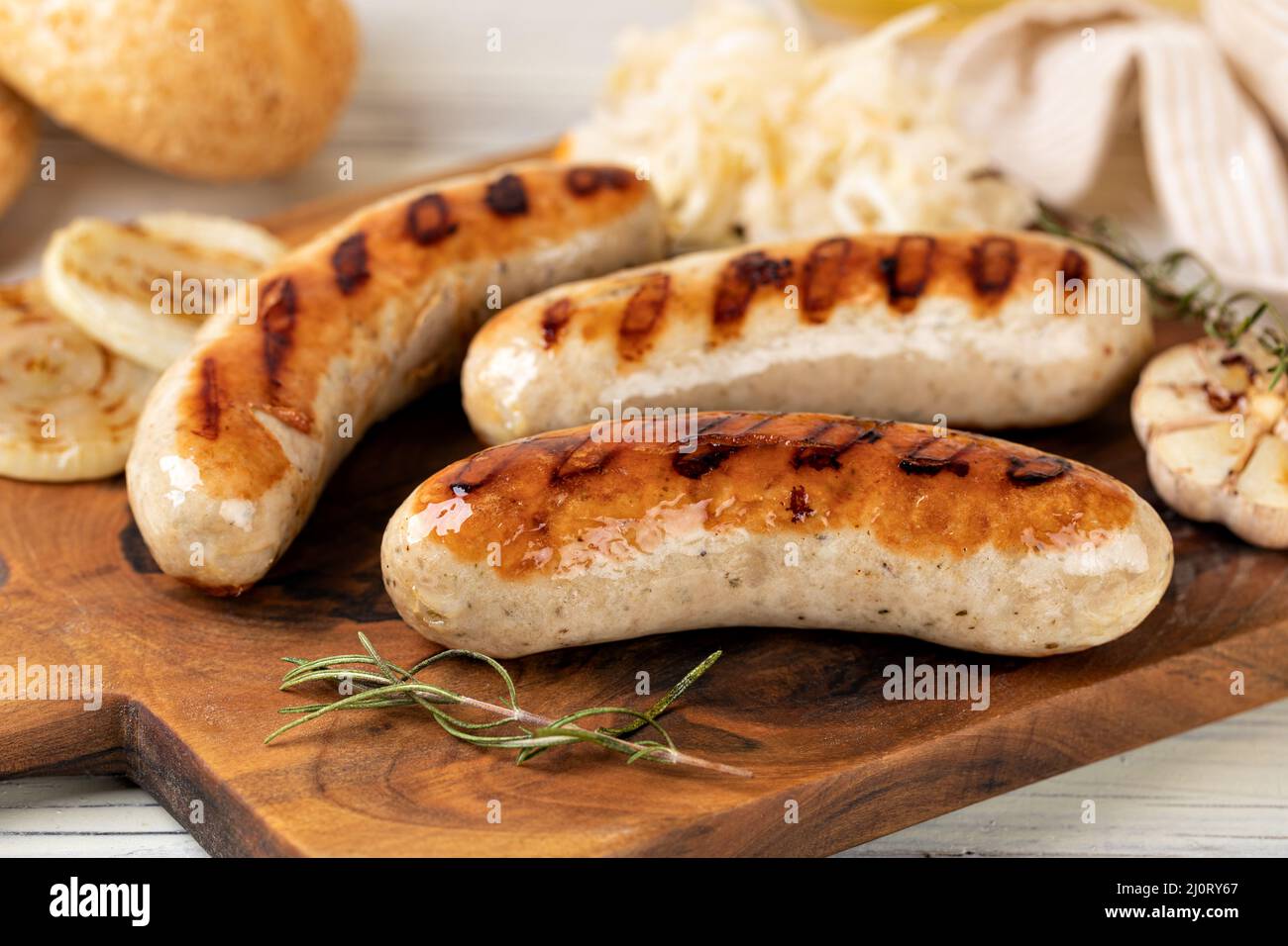 Grilled sausages Stock Photo