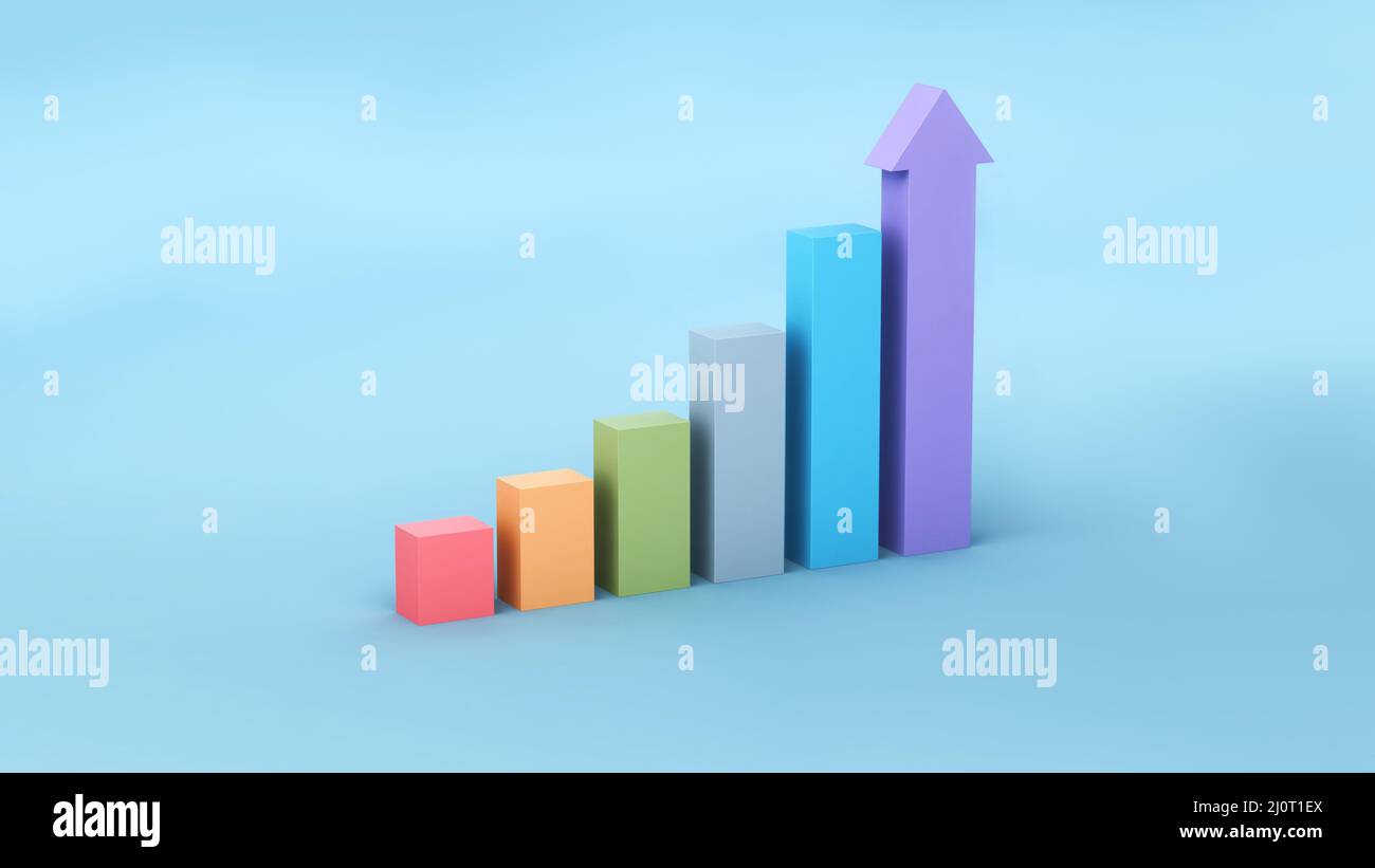 Colorful business financial success chart, 3d illustration Stock Photo