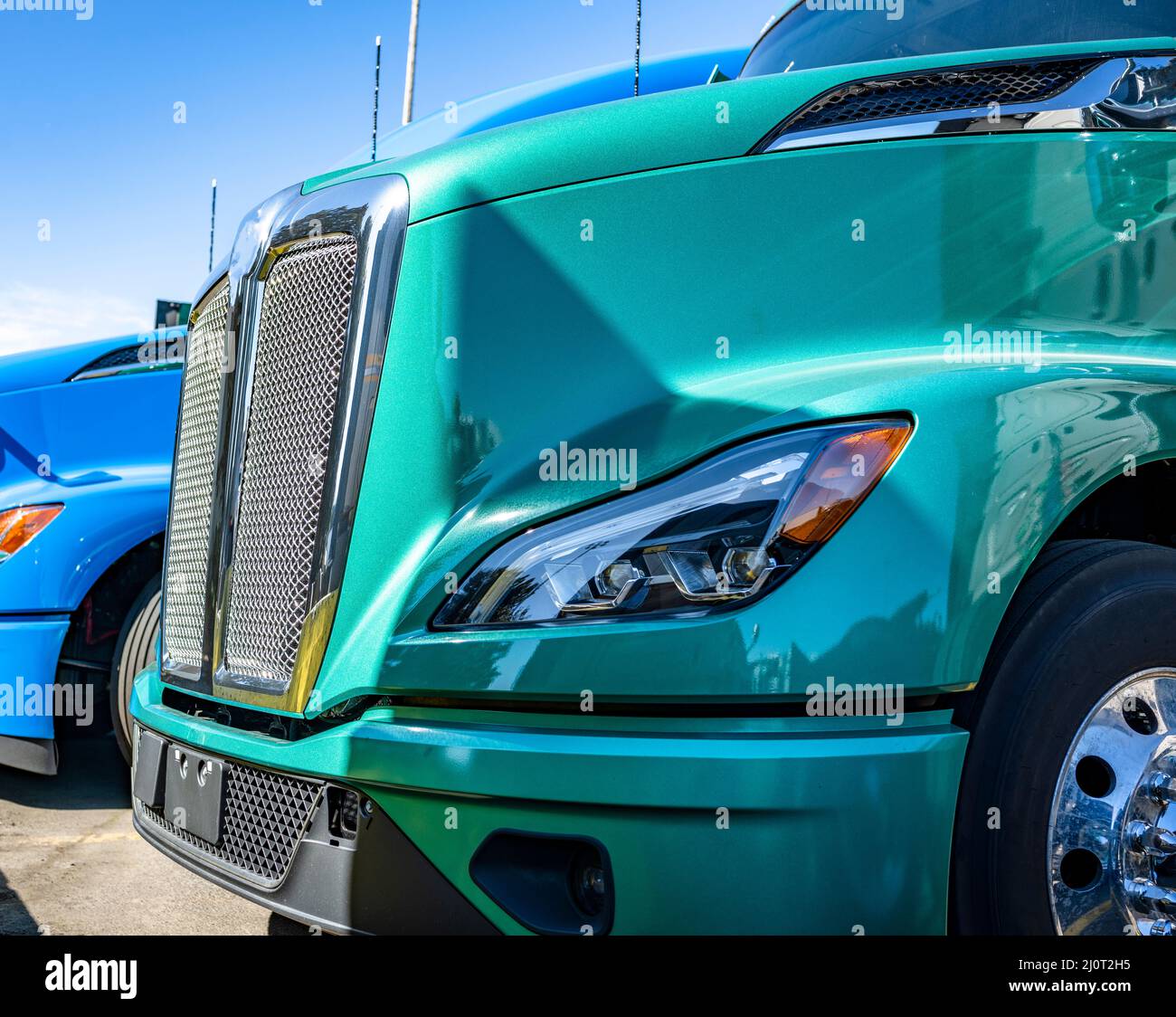 Profiles of different makes industrial long haul big rigs semi trucks ...