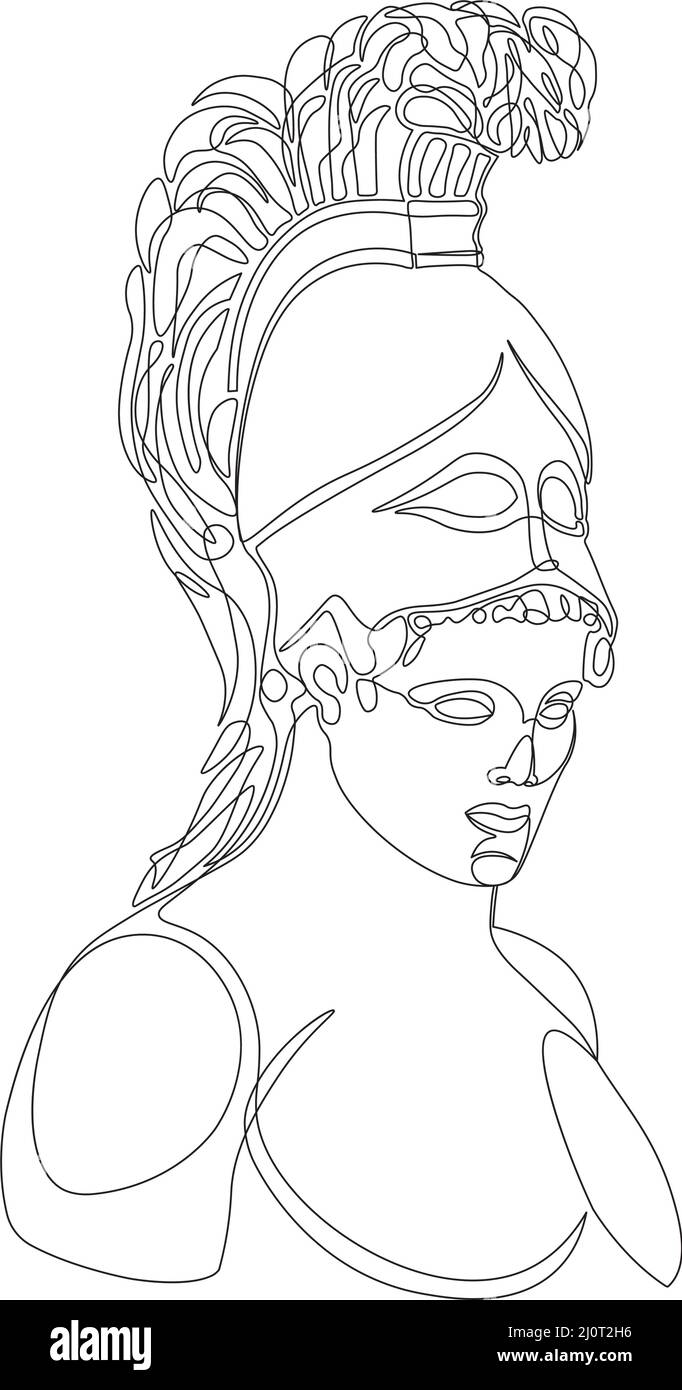 Ares portrait single line style on white Stock Vector