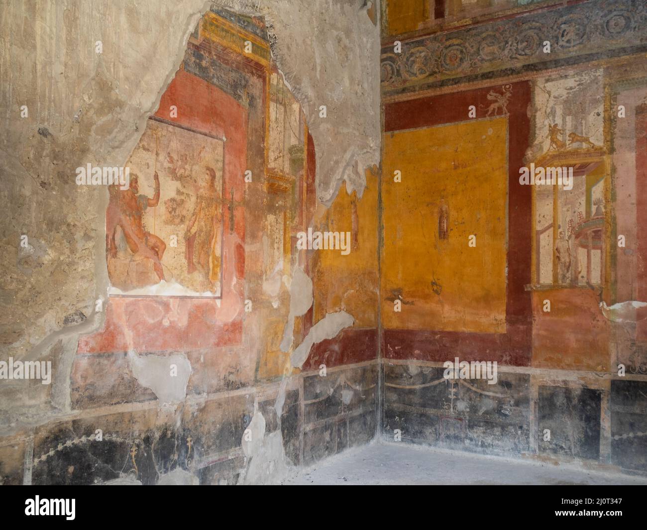 Casa di Sirico, exedra 10, Apollo and Poseidon helping with the ...