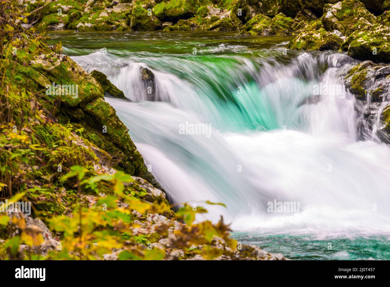 Picturesque bubbling waterfalls Stock Photo