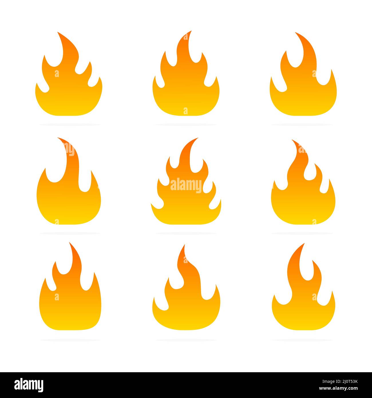 Fire flames set. Bonfire color elements collection Stock Vector Image