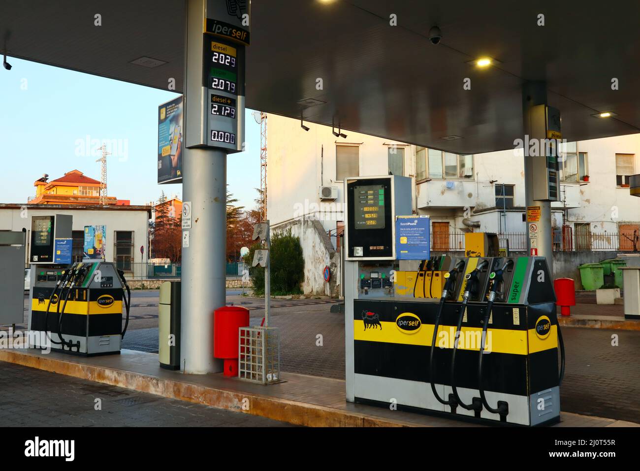 ENI Gas Station, fuel pump. ENI is an Italian multinational oil and gas