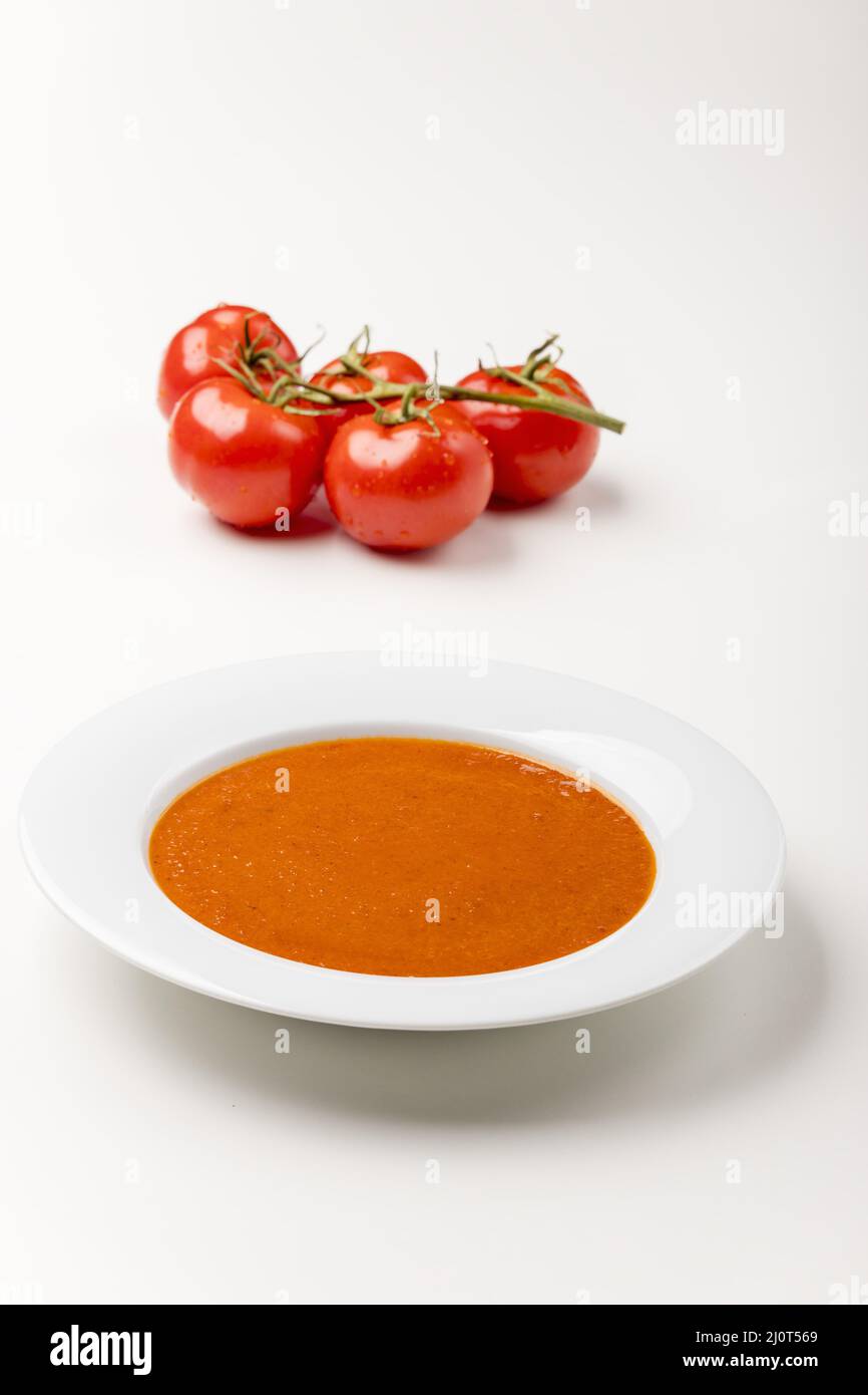 Fresh tomato soup Stock Photo