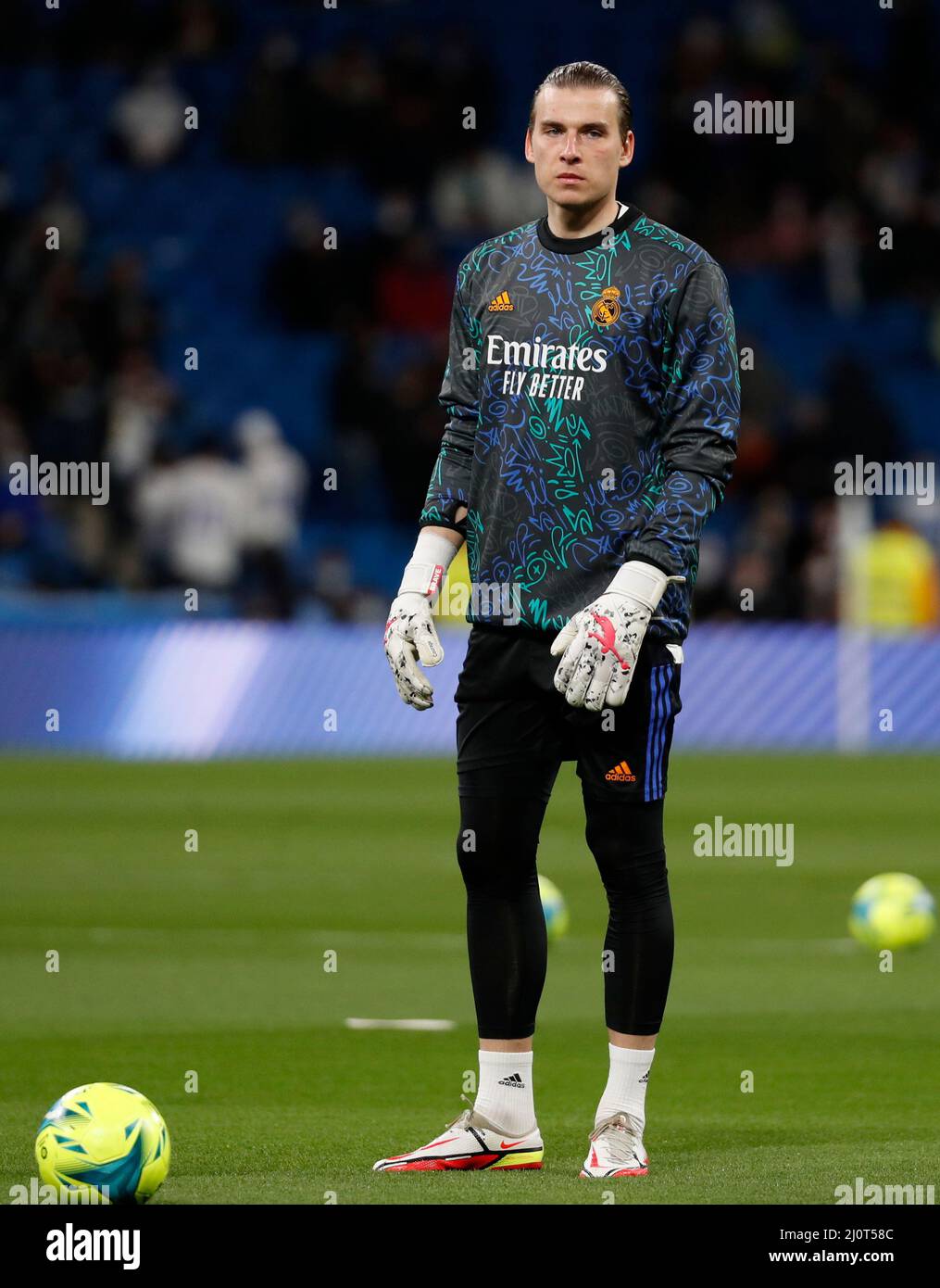 Soccer Football - LaLiga - Real Madrid v FC Barcelona - Santiago Bernabeu,  Madrid, Spain - March 20, 2022 Real Madrid's Andriy Lunin during the warm  up before the match REUTERS/Javier Barbancho Stock Photo - Alamy