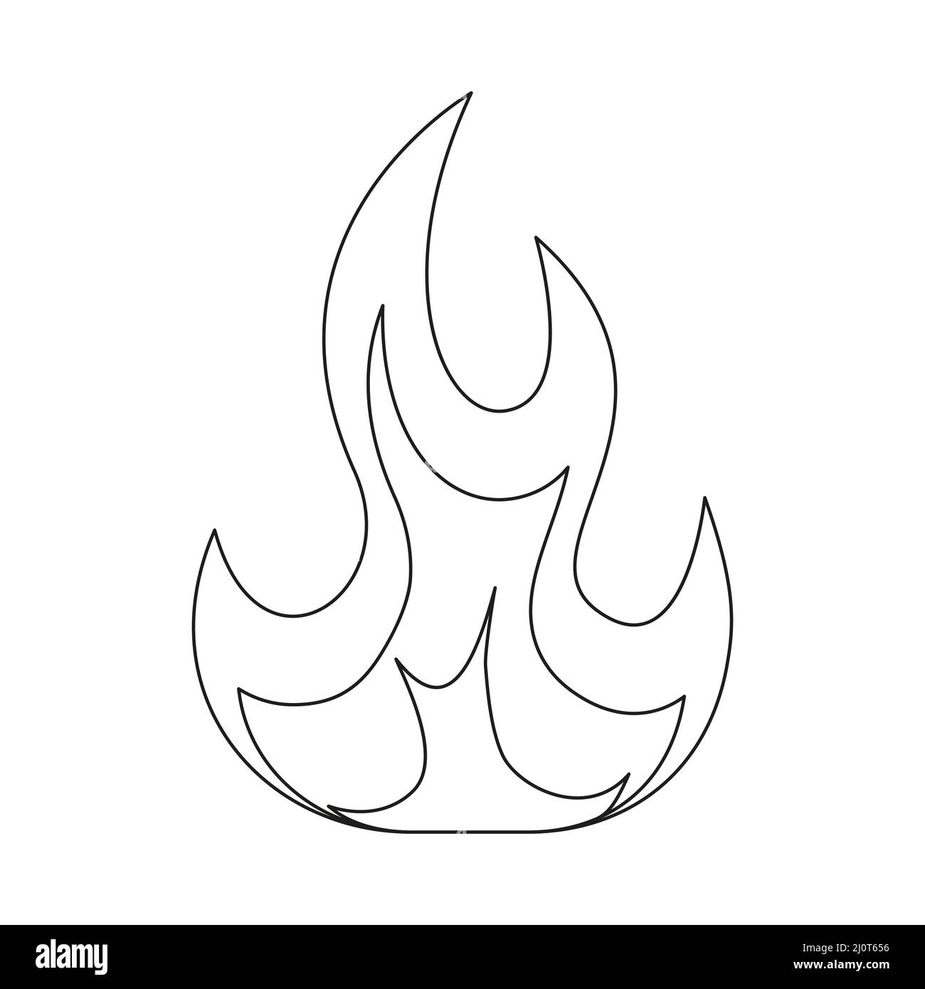 Fire line symbol. Fire flame outline shape. Warning linear sign