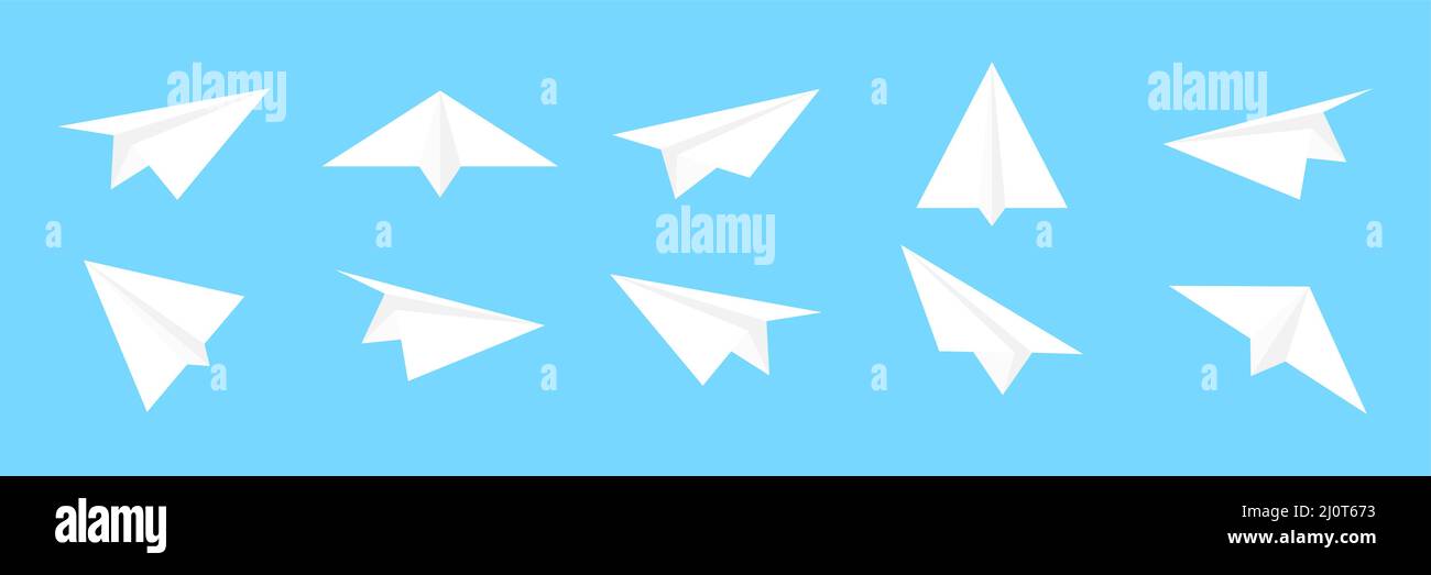 Paper airplanes set. Sending message white fold planes collection Stock Vector