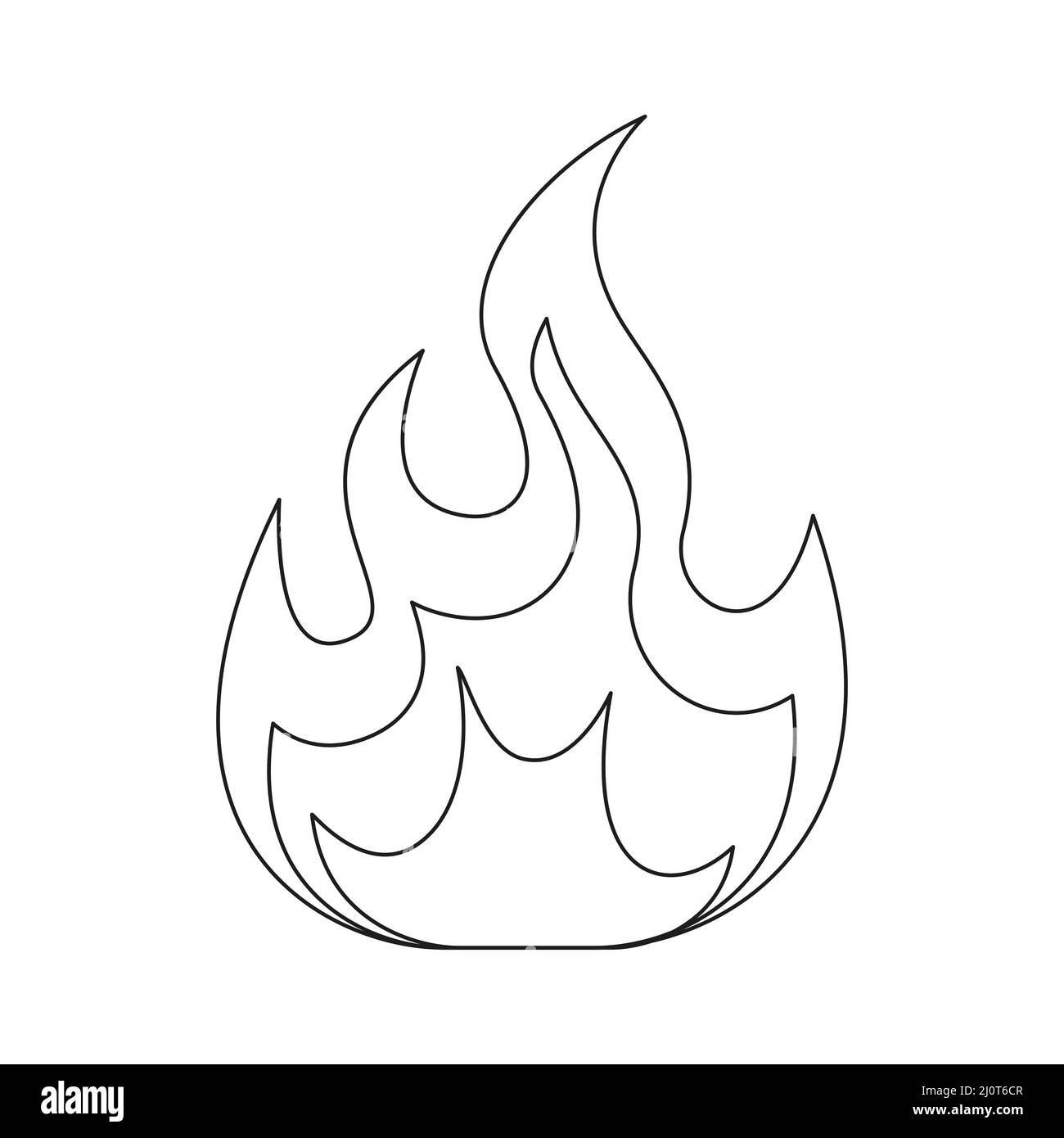 Fire line symbol. Fire flame outline shape. Warning linear sign