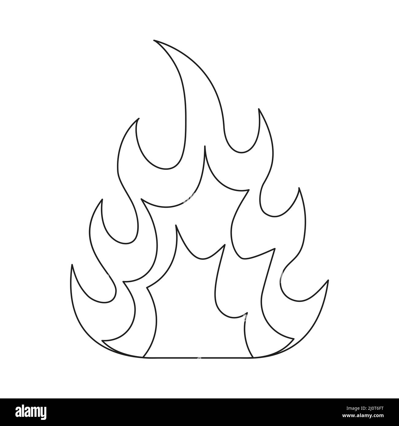 Fire line symbol. Fire flame outline shape. Warning linear sign. Vector isolated on white background. Stock Vector