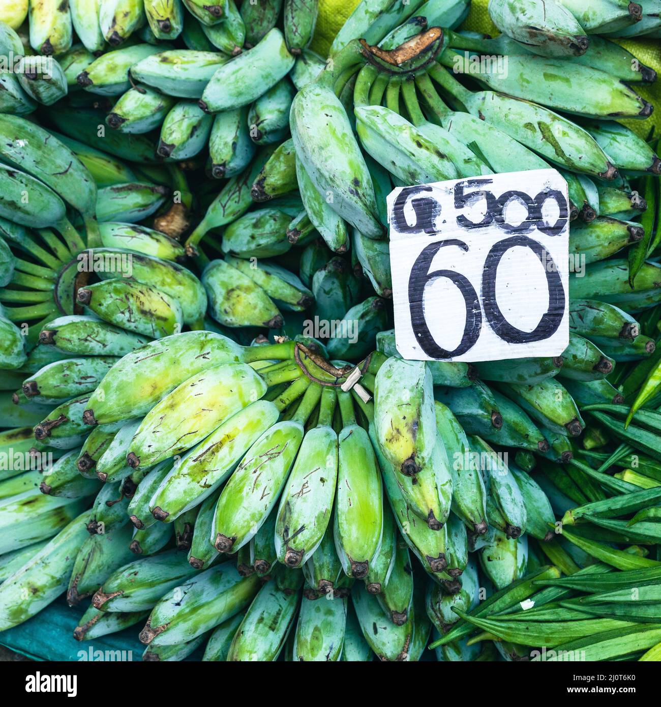 Many fresh bananas sale on the street bazaar in Sri Lanka Stock Photo