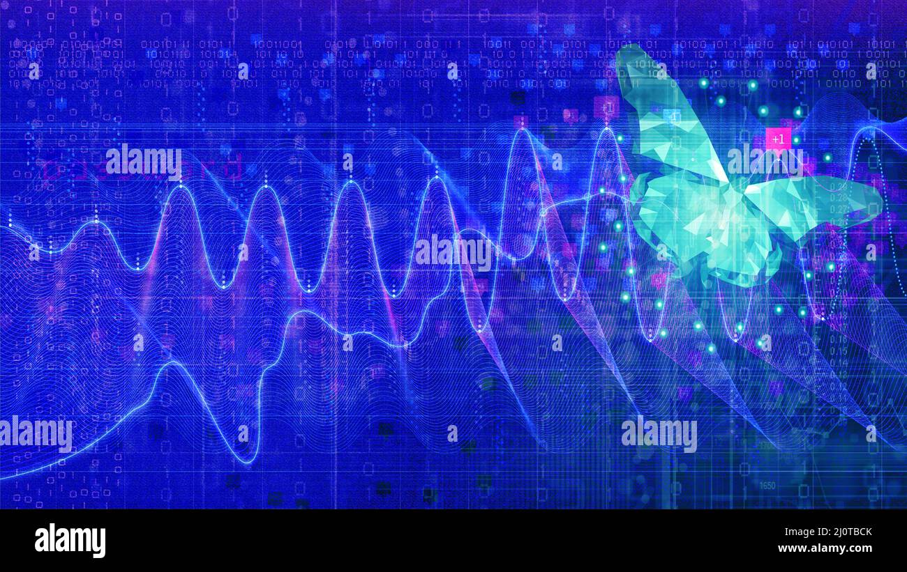 Technology waves walkthrough data processed in cyberspace, artificial intelligence concept Stock Photo