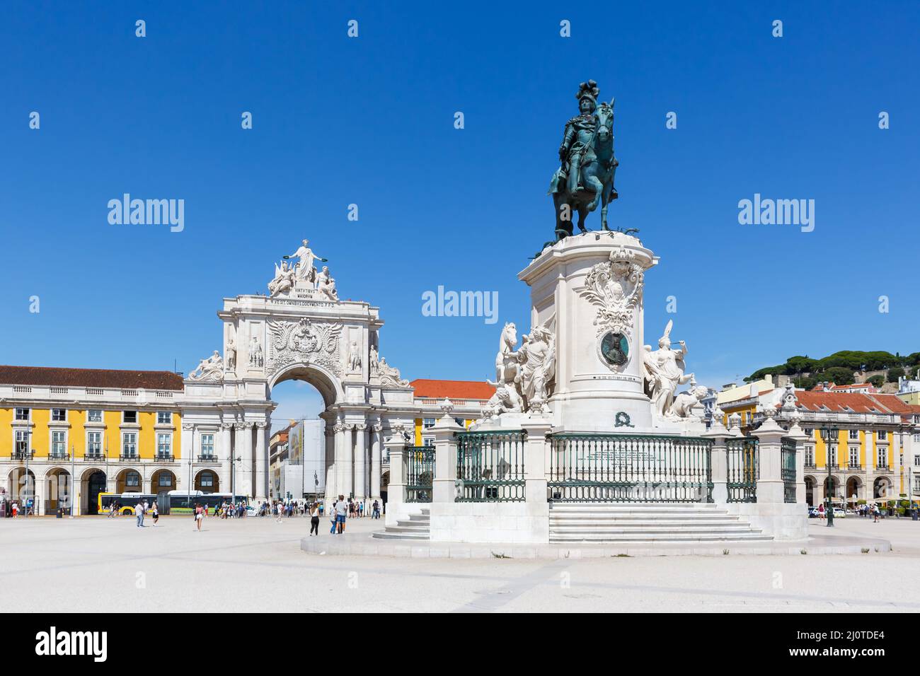 Lissabon Portugal Platz Praca do Comercio Reise reisen Stadt Stock Photo