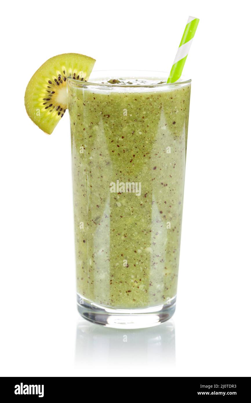 Green smoothie fruit juice drink juice kiwi in glass exempted clipping isolated Stock Photo