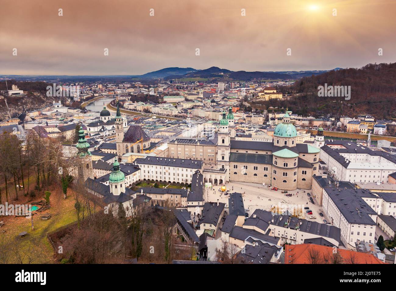 Fantastic view of the historic city of Salzburg. Austria, Europe ...