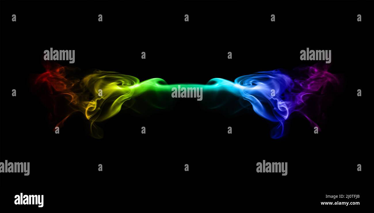 Abstract colorful smoke isolated on black background closeup Stock ...
