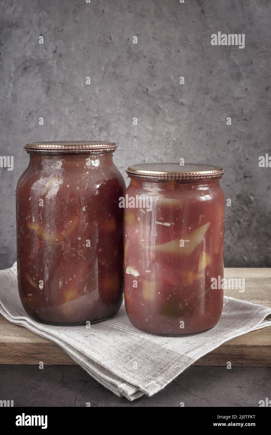 Home canning canned bell peppers in glass jars Stock Photo Alamy