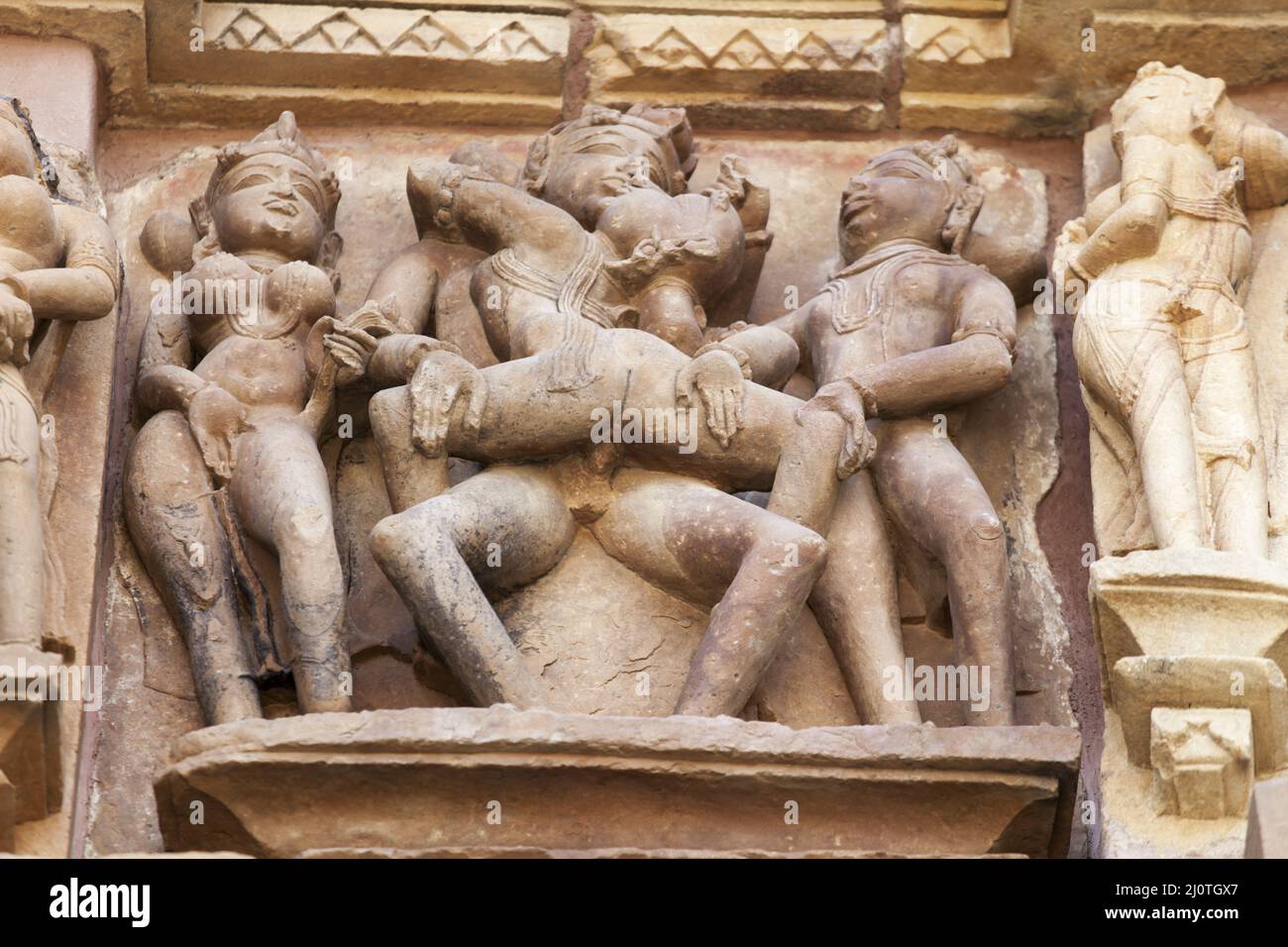 Stone carvings in Khajuraho India Stock Photo