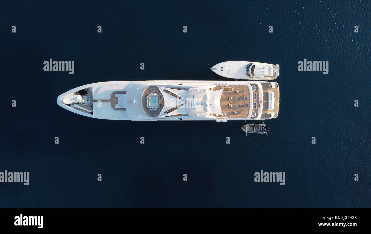 Aerial view of a private yacht in the sea Stock Photo - Alamy