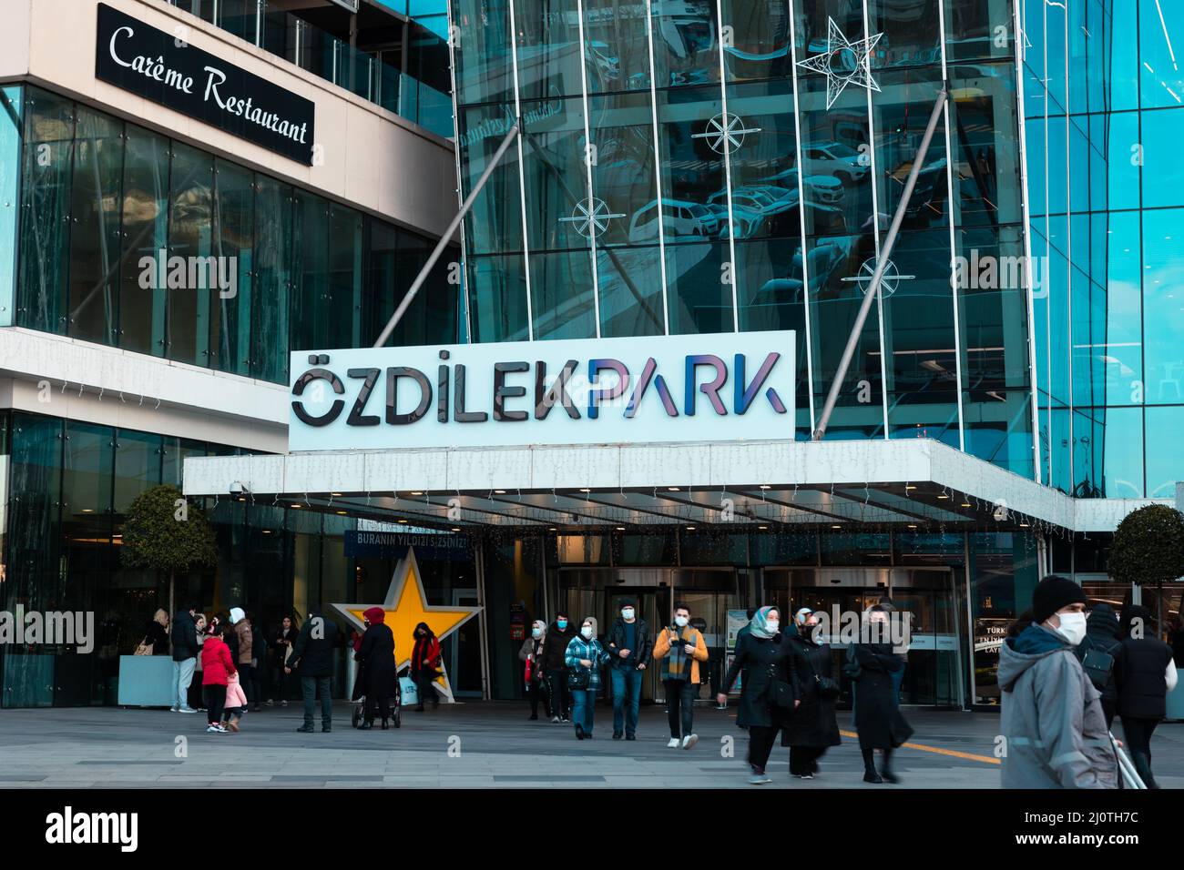 Ozdilekpark Mall in Levent Istanbul. Enterance of Ozdilekpark. Shopping mall.  Istanbul Turkey - 12.25.2021 Stock Photo - Alamy