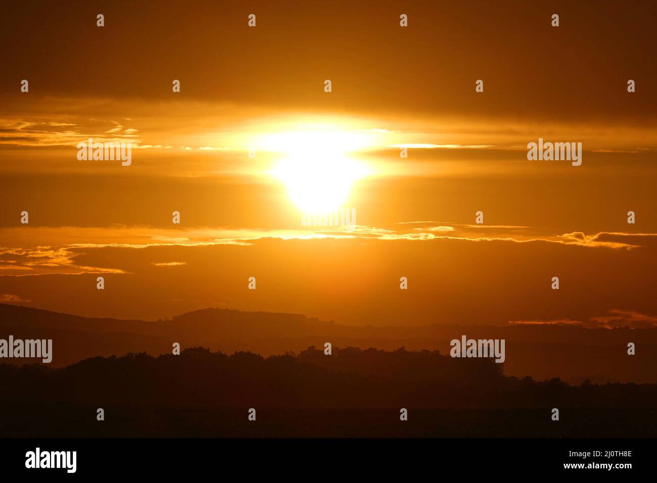 Sunset in Saxon Switzerland Stock Photo