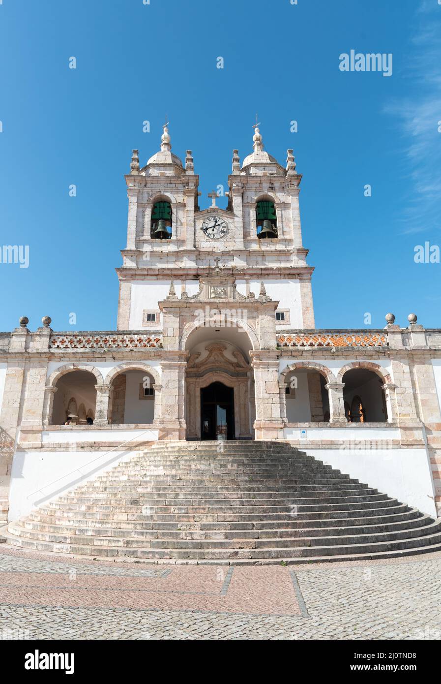 The famous Santuario de Nossa Senhora , sanctuary of our lady landmark. Nazare town Portugal Stock Photo